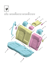 Запчасти Geely Tugella Поколение I — рестайлинг (2022)  — Заднее сиденье — схема