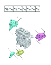 Запчасти Geely Coolray Поколение I — рестайлинг (2022)  — Опоры двигателя (SX11-A3) — схема
