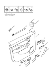 Запчасти Geely Coolray Поколение I (2018)  — Обшивка и комплектующие передних дверей — схема
