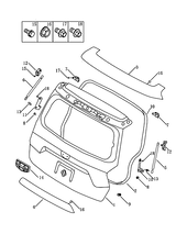 Запчасти Geely Emgrand X7 Поколение I — рестайлинг II (2018)  — Дверь багажника (1) — схема