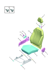 Сиденье переднее правое (SX11-A3、GL) Geely Coolray — схема