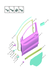 Запчасти Geely Coolray Поколение I — рестайлинг (2022)  — Передняя дверь (SX11-A3) — схема