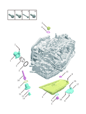Запчасти Geely Emgrand 7 Поколение IV (2021)  — Поддон (картер) масляный коробки переключения передач (АКПП) и фильтр — схема