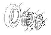Колесные диски стальные (штампованные), алюминиевые (литые) и шины (GB+GS) Geely GS — схема