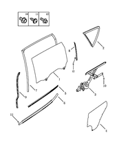 Стекла, стеклоподъемники, молдинги и уплотнители задних дверей (3) Geely Emgrand X7 — схема