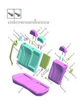 Запчасти Geely Monjaro Поколение I (2021)  — Заднее сиденье (PVC、Suede) — схема
