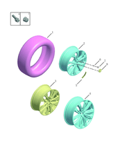 Колесные диски стальные (штампованные), алюминиевые (литые) и шины (Model Year 2022) Geely Tugella — схема