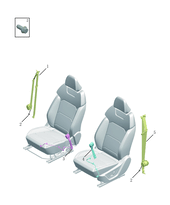 Запчасти Geely Emgrand 7 Поколение IV (2021)  — Ремни безопасности и их крепежи для передних сидений — схема