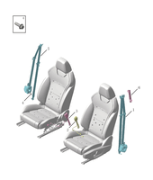 Ремни безопасности и их крепежи для передних сидений Geely Tugella — схема