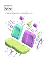 Запчасти Geely Coolray Поколение I — рестайлинг (2022)  — Заднее сиденье (SX11-A3、GL/GK) — схема