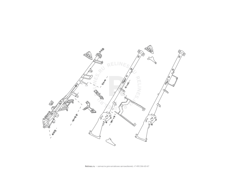 Запчасти Great Wall Deer Поколение I (2005)  — Усилитель и кронштейны панели приборов (торпедо) — схема