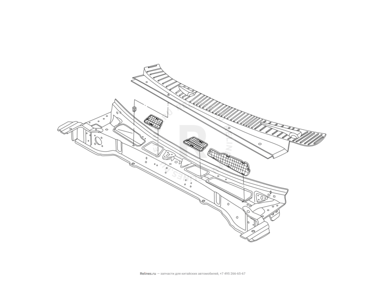 Накладки капота (воздухозаборник) и панели под стеклоочиститель (2) Great Wall Deer — схема