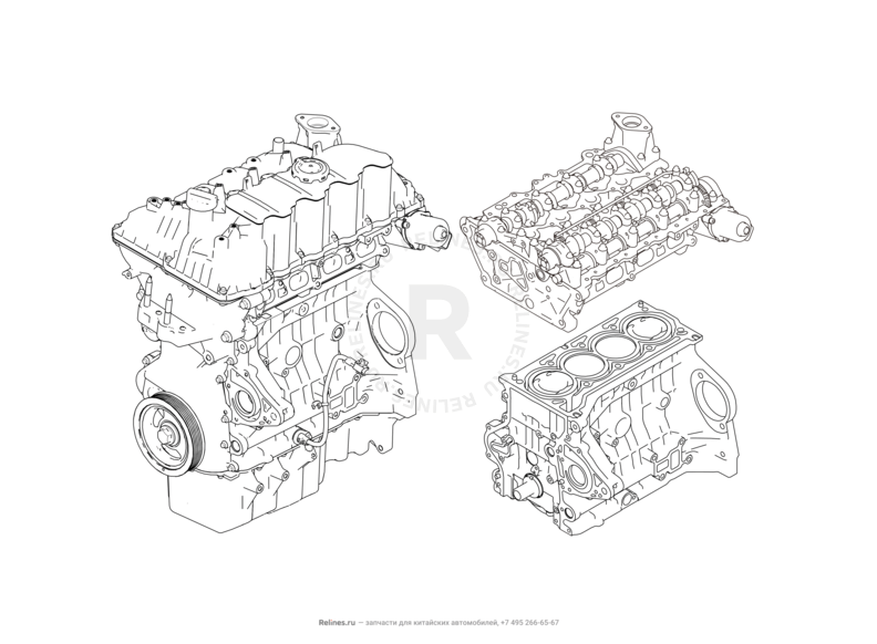 Запчасти Haval F7 Поколение I (2018) 1.5л, 4x2 (КПП: 1500000CDB125B) — Двигатель в сборе — схема