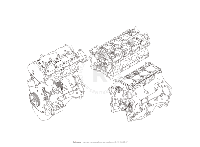 Запчасти Haval F7x Поколение I (2019) 2.0л, 4x2 (КПП: 1500000CDB120R) — Двигатель в сборе — схема