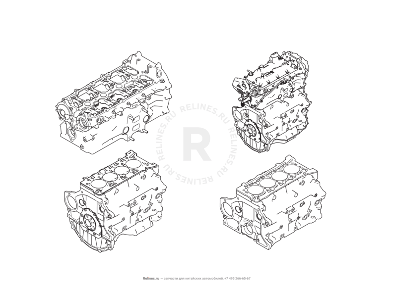 Запчасти Haval F7x Поколение I (2019) 2.0л, 4x2 (КПП: 1500000CDB120R) — Двигатель в сборе — схема