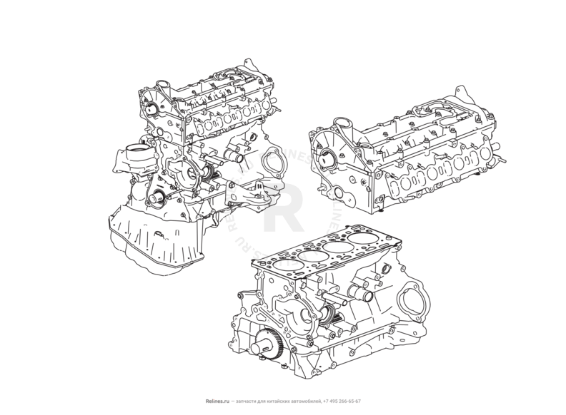 Запчасти Haval H9 Поколение I — рестайлинг I (2017) Дизель — Двигатель в сборе — схема