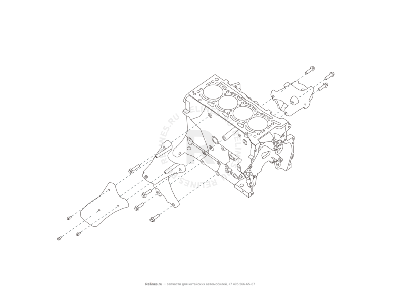 Запчасти Haval F7x Поколение I (2019) 2.0л, 4x2 (КПП: 1500000CDB120R) — Кронштейны подушек двигателя — схема