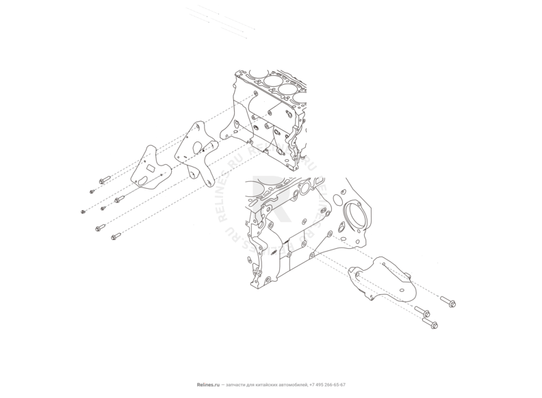 Кронштейны подушек двигателя Haval F7x — схема