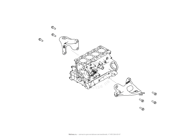 Запчасти Haval H9 Поколение I — рестайлинг I (2017) Дизель — Кронштейны подушек двигателя — схема