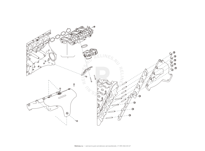 Запчасти Haval F7x Поколение I (2019) 2.0л, 4x2 (КПП: 1500000CDB120R) — Впускной коллектор и прокладки — схема
