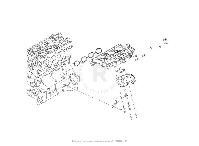 Запчасти Haval F7x Поколение I (2019) 2.0л, 4x2 (КПП: 1500000CDB120R) — Впускной коллектор и прокладки — схема