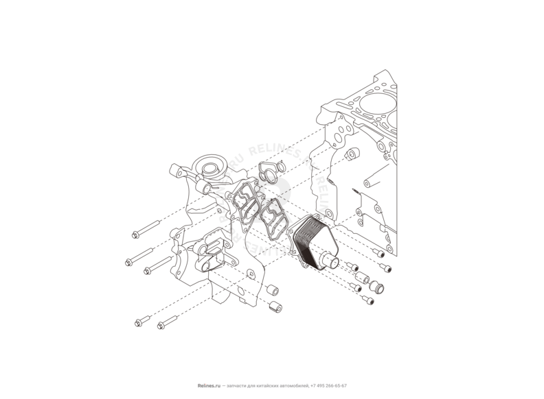 Радиатор масляный Haval F7x — схема