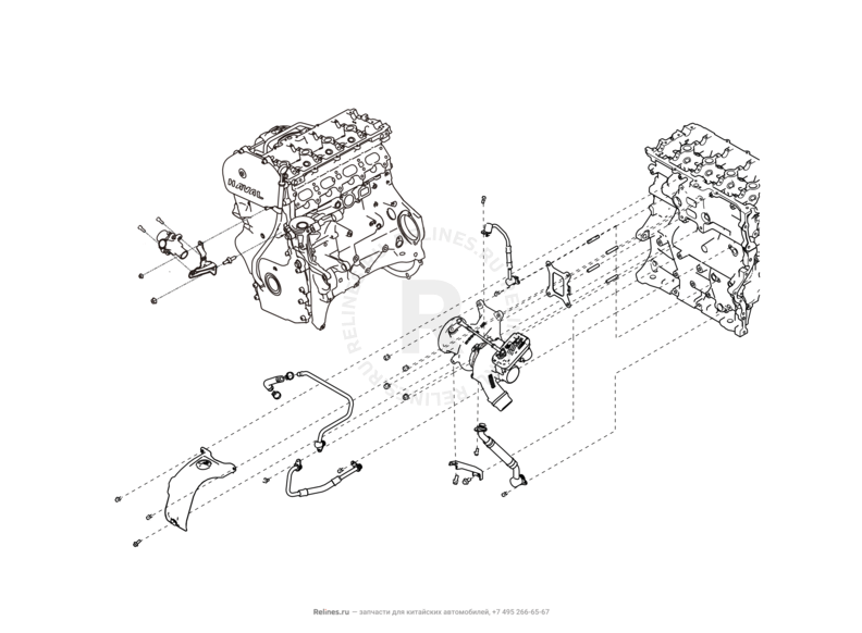 Запчасти Haval F7x Поколение I (2019) 2.0л, 4x2 (КПП: 1500000CDB120R) — Турбокомпрессор (турбина) — схема