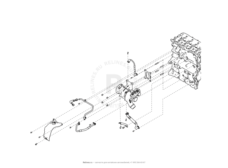 Запчасти Haval F7x Поколение I (2019) 2.0л, 4x2 (КПП: 1500000CDB120R) — Турбокомпрессор (турбина) — схема