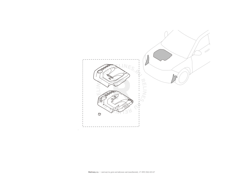 Запчасти Haval H9 Поколение I — рестайлинг I (2017) Дизель — Плита верхняя (декоративная крышка) двигателя — схема