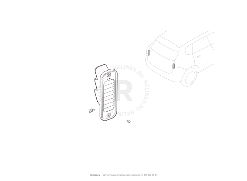 Клапан вентиляции багажника, воздуховод выходной и заглушка вентиляции задней двери Haval H5 — схема