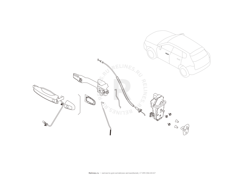 Запчасти Haval H9 Поколение I — рестайлинг I (2017) Бензин — Ручки и замки двери передней левой — схема