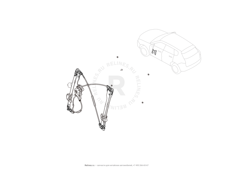 Запчасти Haval F7x Поколение I (2019) 1.5л, 4x4 (КПП: 1500000CDB221R) — Стеклоподъемник передний левый — схема