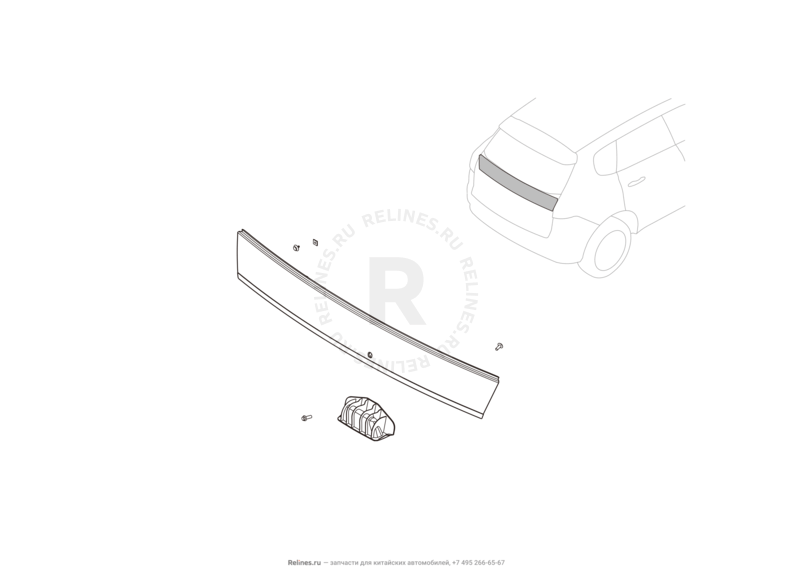 Запчасти Haval H5 Поколение I (2020) 2.0л, МКПП — Накладки 5-й двери (багажника) — схема
