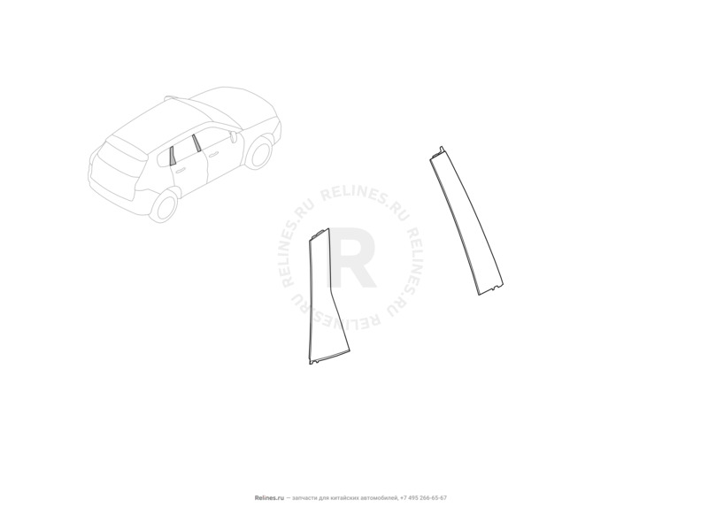 Запчасти Haval F7x Поколение I (2019) 1.5л, 4x2 (КПП: 1500000CDB125B) — Накладки двери передней правой — схема
