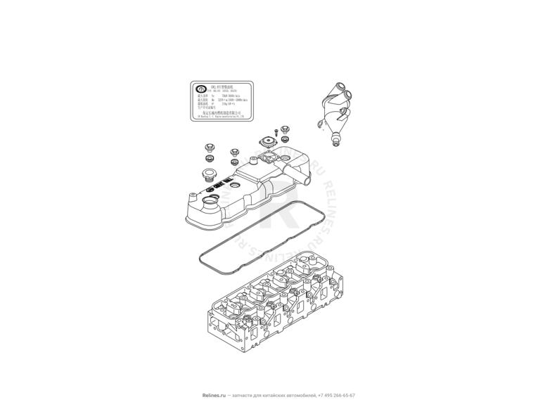 Головка блока цилиндров и клапанная крышка Great Wall Hover H2 — схема