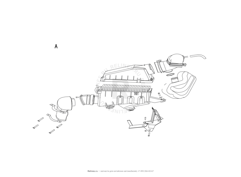 Запчасти Great Wall Hover H2 Поколение I (2005)  — Воздушный фильтр и корпус (1) — схема