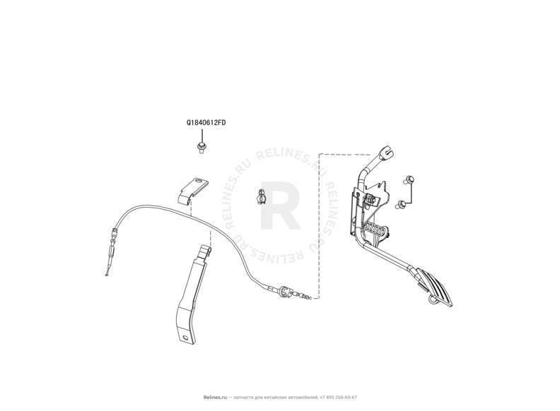 Запчасти Great Wall Hover H2 Поколение I (2005)  — Педаль и трос газа (3) — схема
