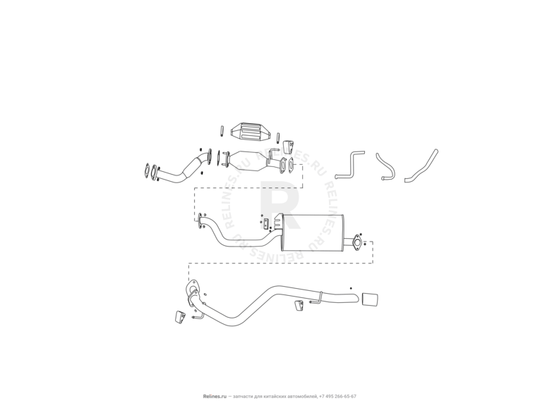 Выхлопная система (глушитель) (1) Great Wall Hover H2 — схема