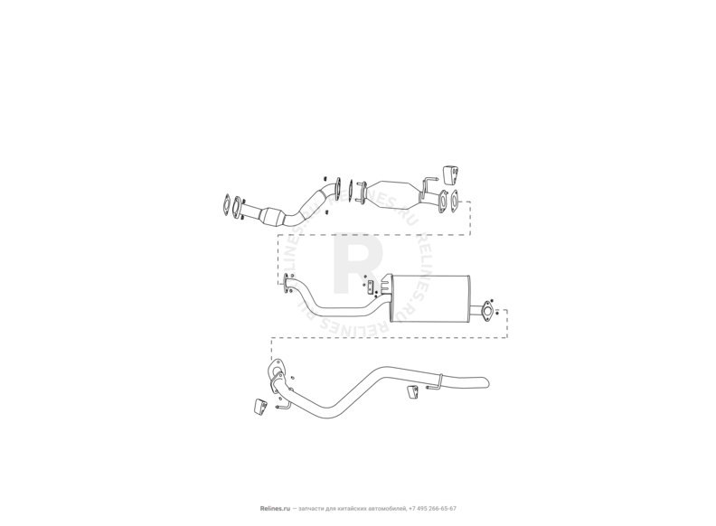Выхлопная система (глушитель) (2) Great Wall Hover H2 — схема