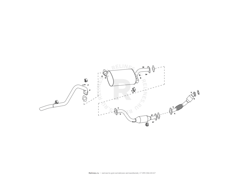Запчасти Great Wall Hover H2 Поколение I (2005)  — Выхлопная система (глушитель) (4) — схема