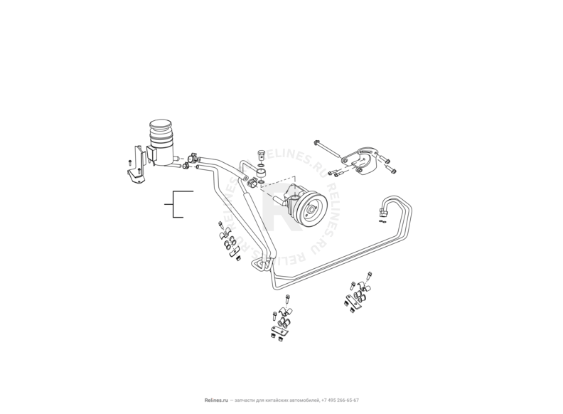 Запчасти Great Wall Hover H2 Поколение I (2005)  — Трубка гидроусилителя (ГУР) (1) — схема