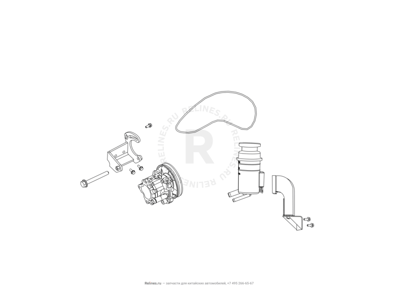 Бачок, трубка и насос гидроусилителя (ГУР) (1) Great Wall Hover H2 — схема