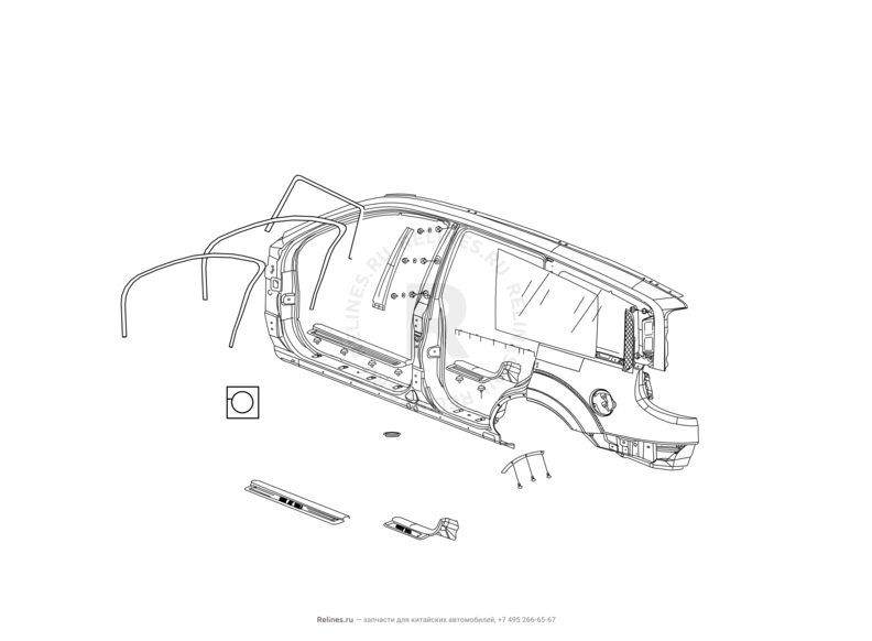 Запчасти Great Wall Hover H2 Поколение I (2005)  — Кузовные детали боковых частей — схема