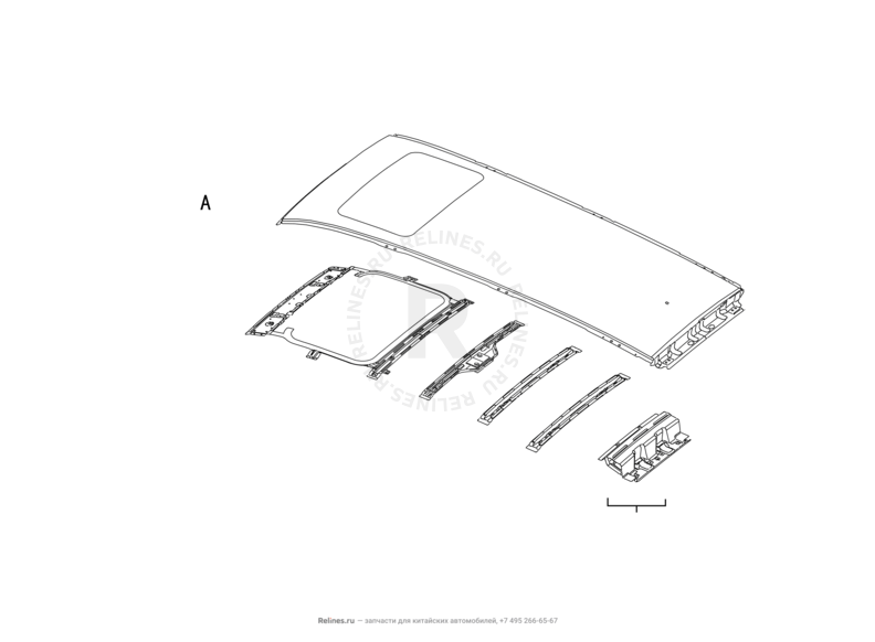 Запчасти Great Wall Hover H2 Поколение I (2005)  — Крыша и усилители крыши (2) — схема