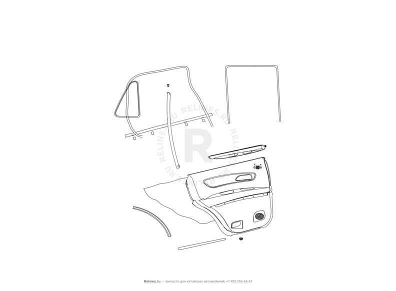 Обшивка и комплектующие задних дверей Great Wall Hover H2 — схема