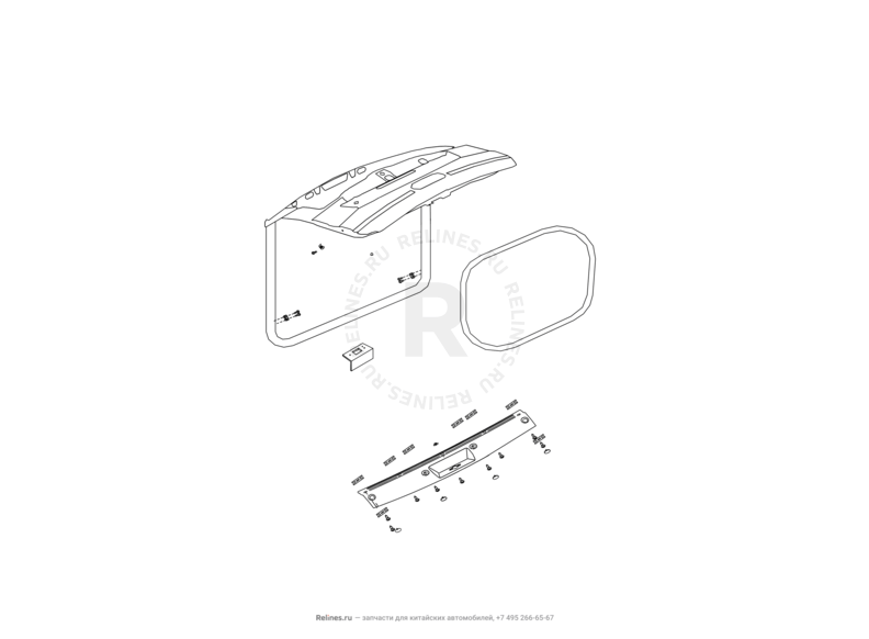 Уплотнители и молдинги 5-й двери (багажника) Great Wall Hover H2 — схема