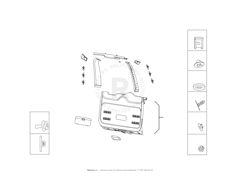 Обшивка и комплектующие 5-й двери (багажника) Great Wall Hover H2 — схема