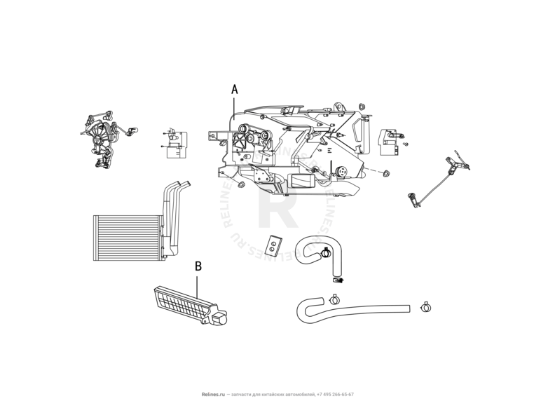 Запчасти Great Wall Hover H2 Поколение I (2005)  — Отопитель салона, радиатор и салонный фильтр — схема