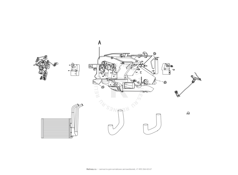 Запчасти Great Wall Hover H2 Поколение I (2005)  — Отопитель салона, радиатор и салонный фильтр (RHD) — схема