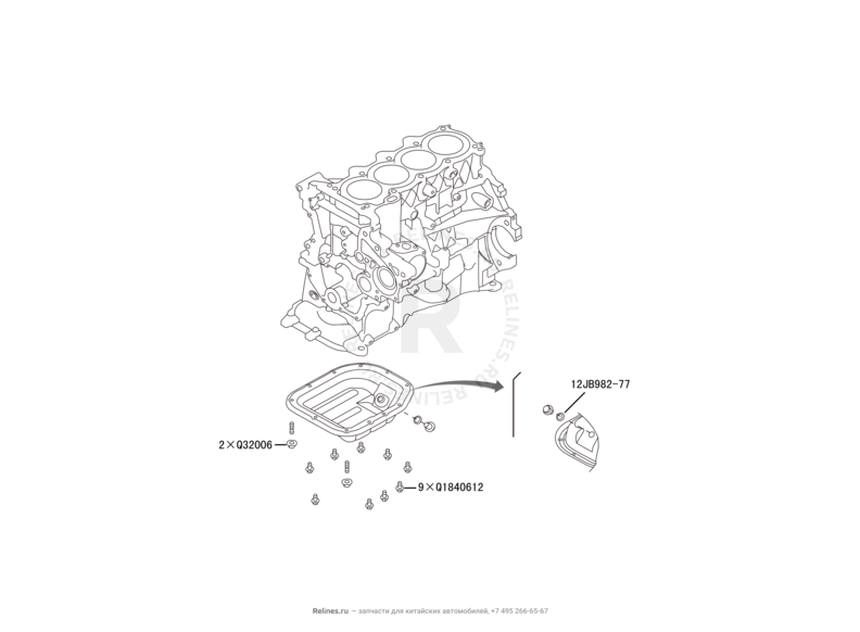Запчасти Haval H2 Поколение I (2014) 4x2, МКПП (CC7150FM00) — Поддон (картер) масляный и фильтр — схема
